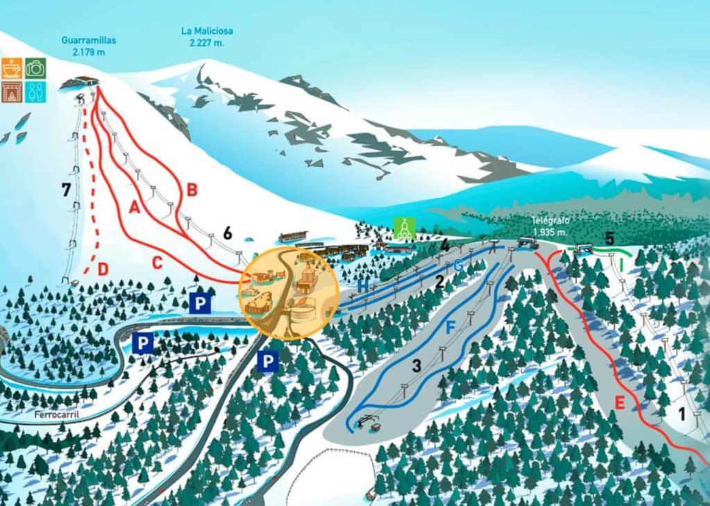 Plano de pistas Puerto de Navacerrada